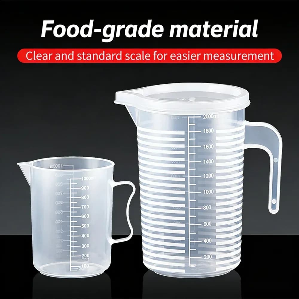 100-5000ml мерителна чаша за кухня, без капак, с капак, скала, PC, устойчива на висока температура, пластмасова мензура за мляко и чай
