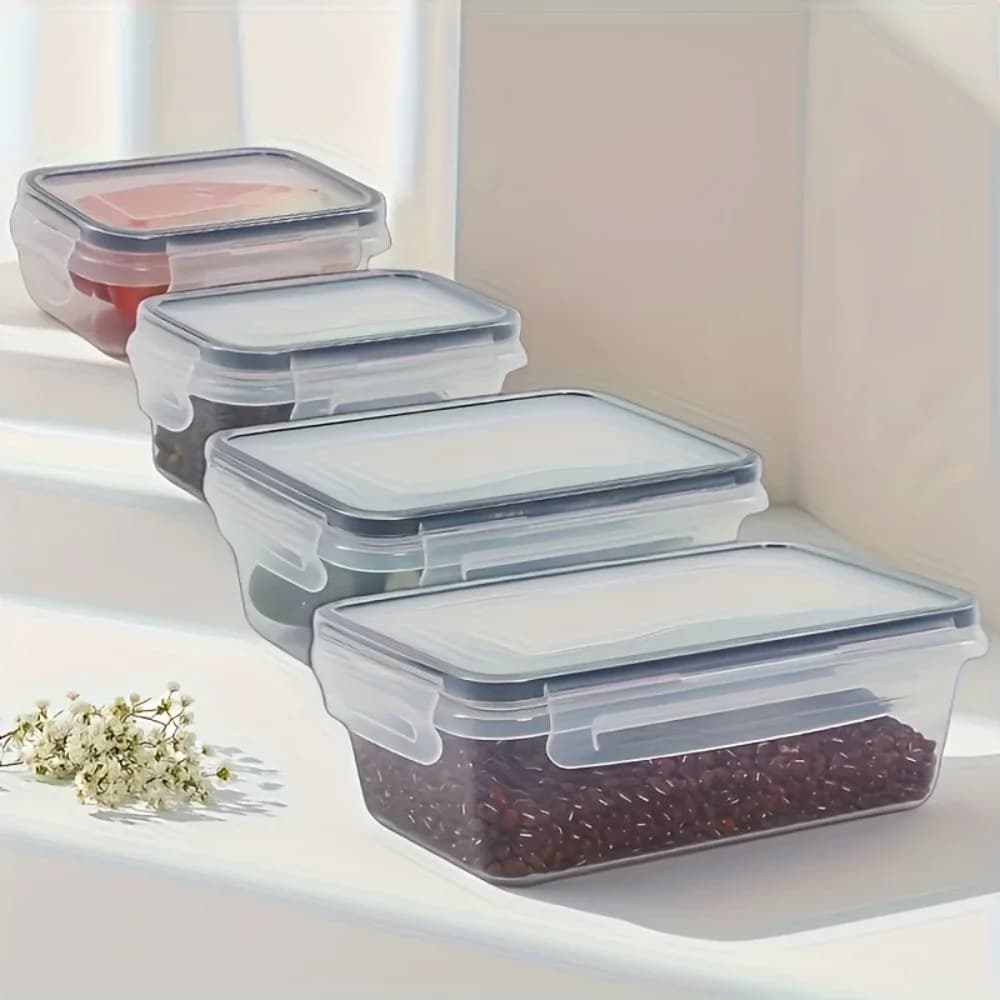 8 бр. BPA-free херметични контейнери за храна с капаци със заключване - безопасни за микровълнова/фризер, PP пластмасови съдове за съхранение на сухи продукти/плодове/зеленчуци