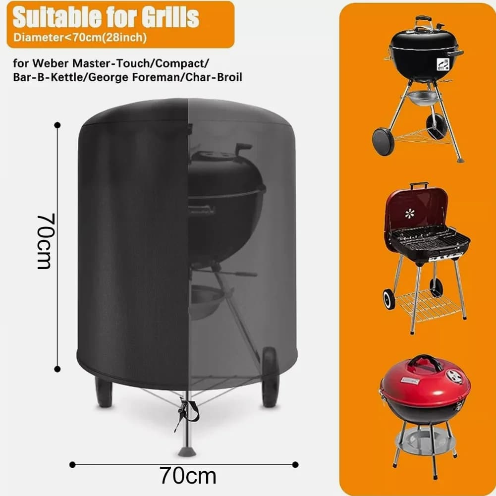 Raweao покривало за барбекю Kettle Weber, водоустойчиво покривало за грил, кръгло защитно покривало за барбекю за открито, Oxford покривало, 57Cm