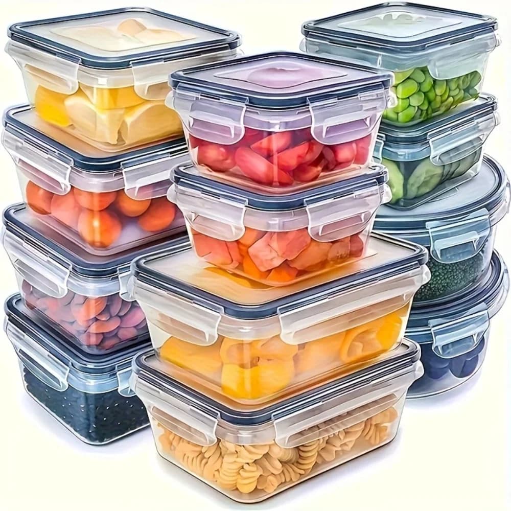 8 бр. BPA-free херметични контейнери за храна с капаци със заключване - безопасни за микровълнова/фризер, PP пластмасови съдове за съхранение на сухи продукти/плодове/зеленчуци