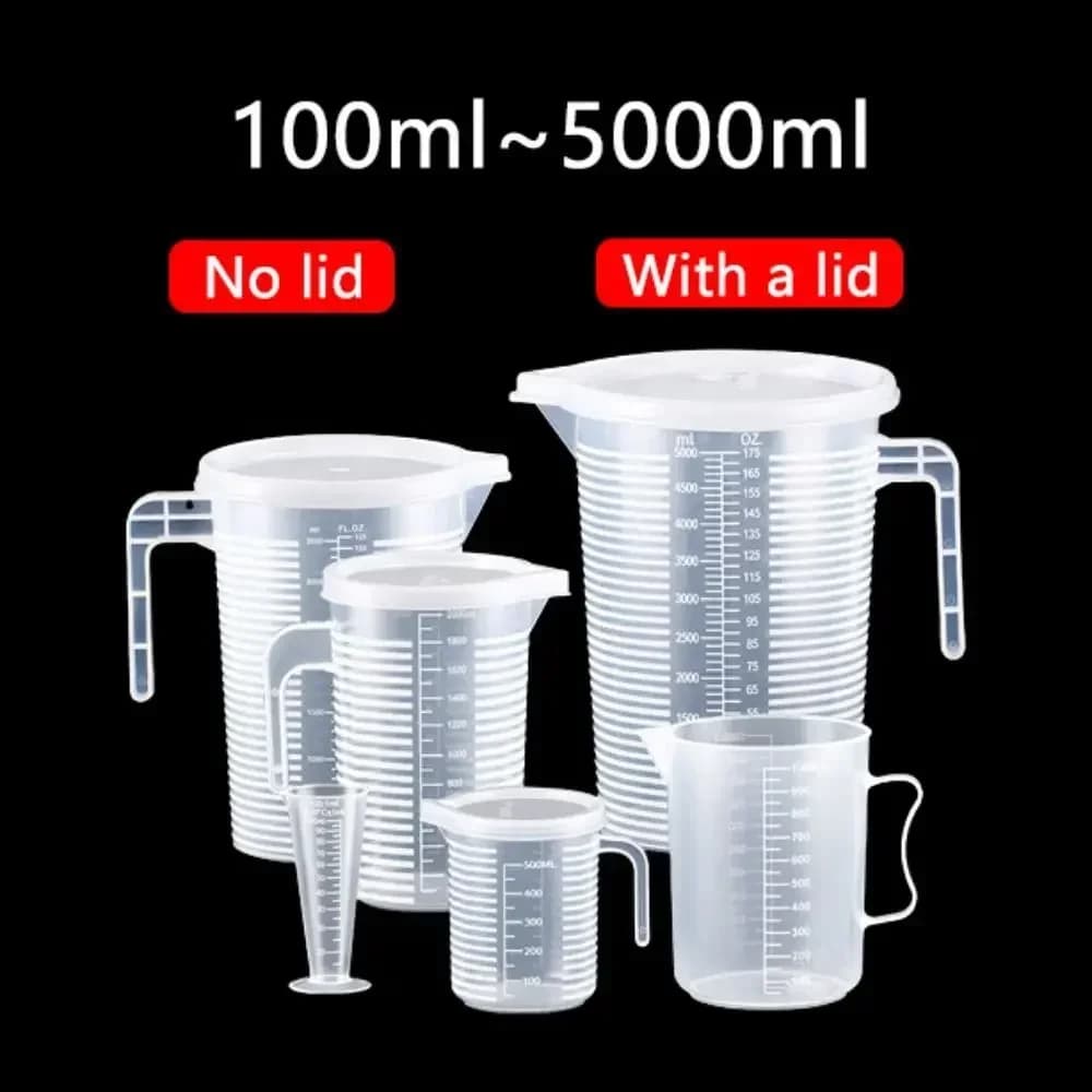 100-5000ml мерителна чаша за кухня, без капак, с капак, скала, PC, устойчива на висока температура, пластмасова мензура за мляко и чай
